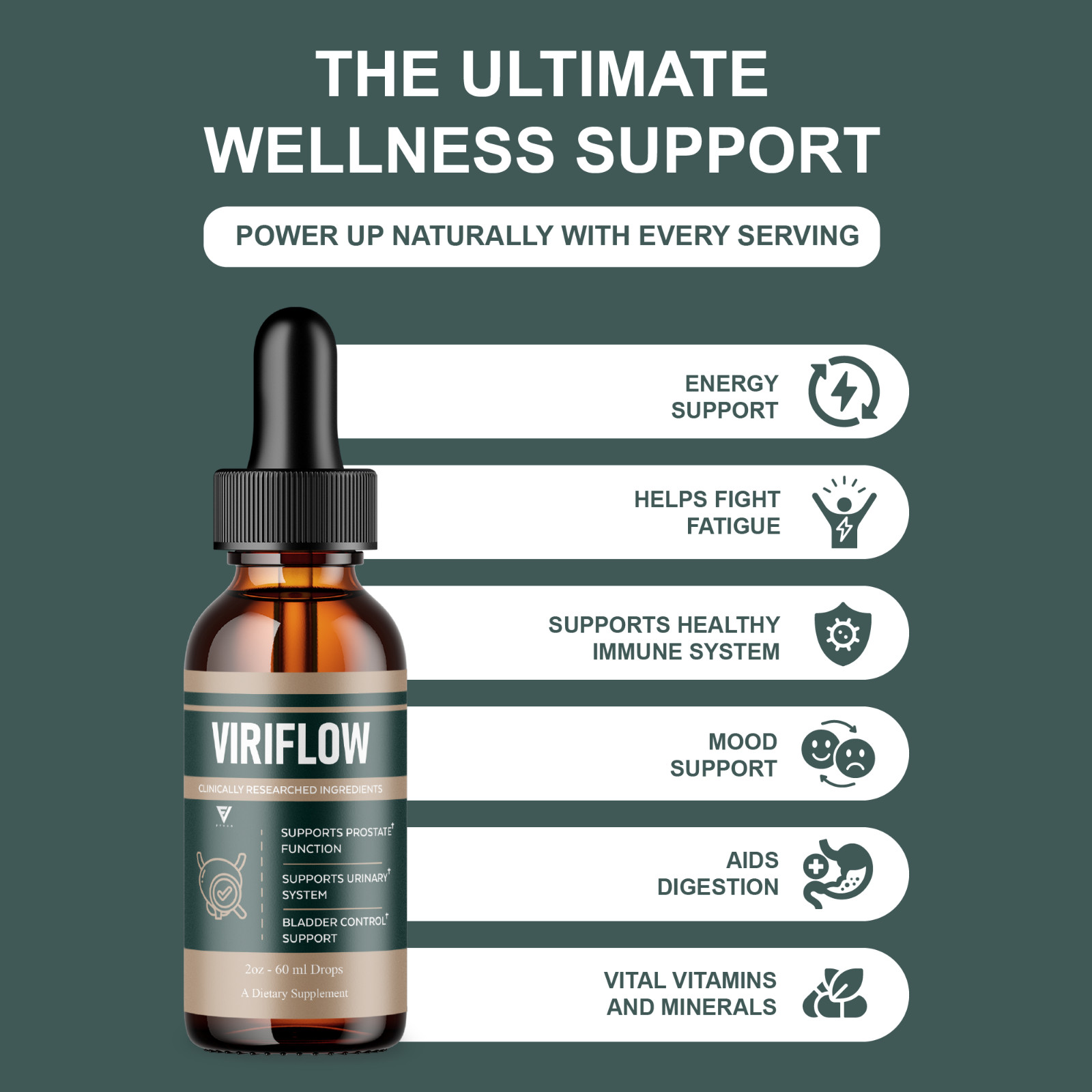 (5 Pack) ViriFlow Drops, ViriFlow Prostate Health Liquid Supplements (10oz)