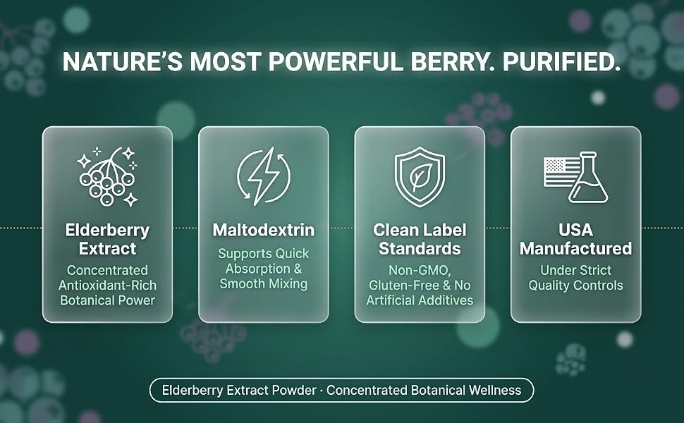 Elderberry Extract Powder 100g Immune Support Antioxidant USA Made Non-GMO