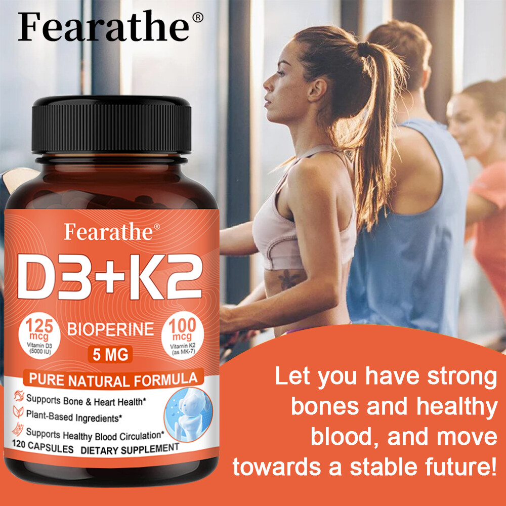 Vitamin D3 5000 IU Vitamin K2 (Menaquinone-7) 100 Mcg Vitamin D K Capsules Heart