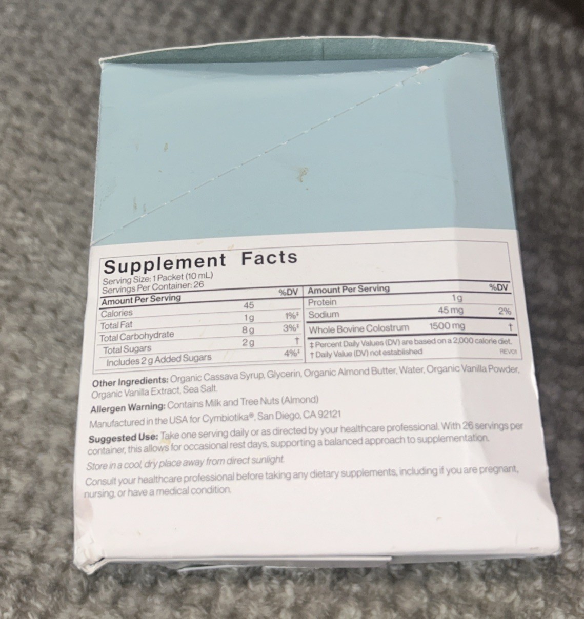 Cymbiotika ~ Liquid Colostrum ~*Vanilla Sea Salt*~ 26 Pk ~ Sealed ~ Exp.11/2026