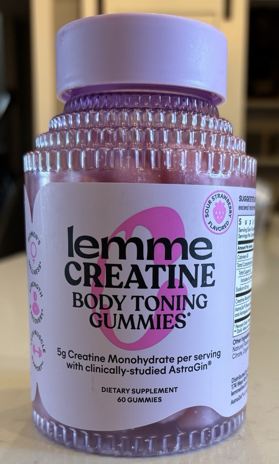 Lemme Creatine Body Toning Gummies Sour Strawberry AstraGin Exp. 04/28 Sealed