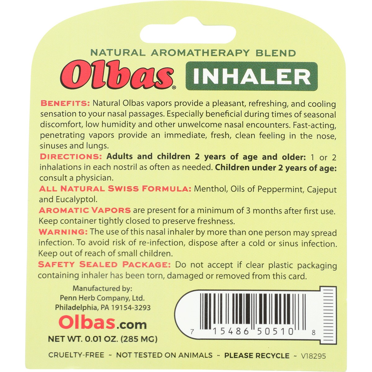 Olbas Aromatherapy Inhaler Natural Blend 0.01 Oz Oil 12 Pack
