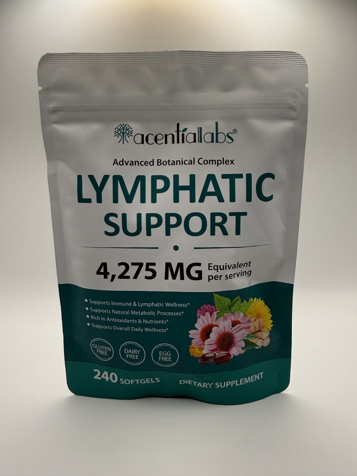 Acentiallabs Lymphatic Support Advanced Botanical Complex Echinacea 240 Softgels