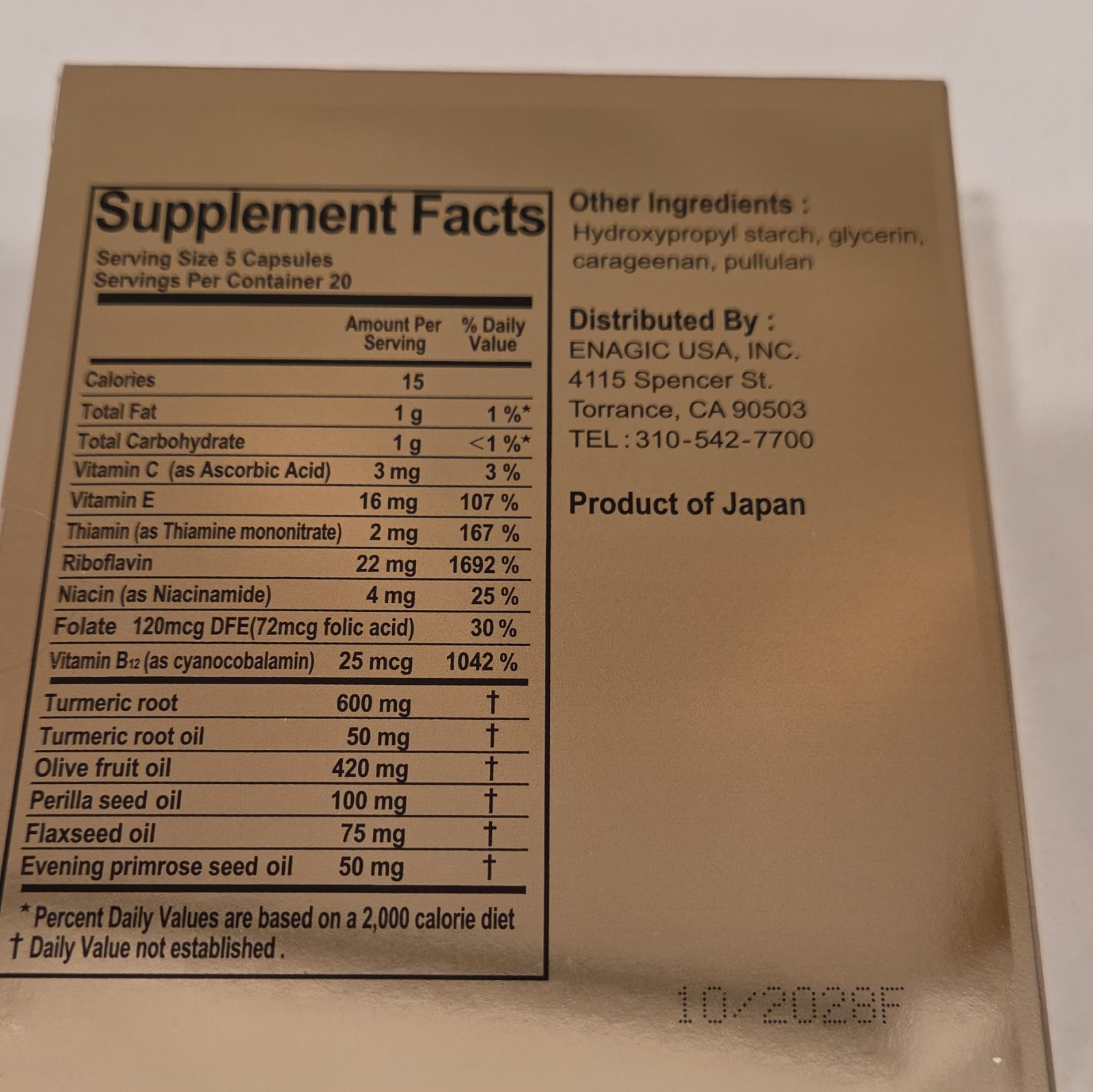 Enagic Kangen Ukon Sigma Turmeric Dietary Supplement 600mg 100 Capsules