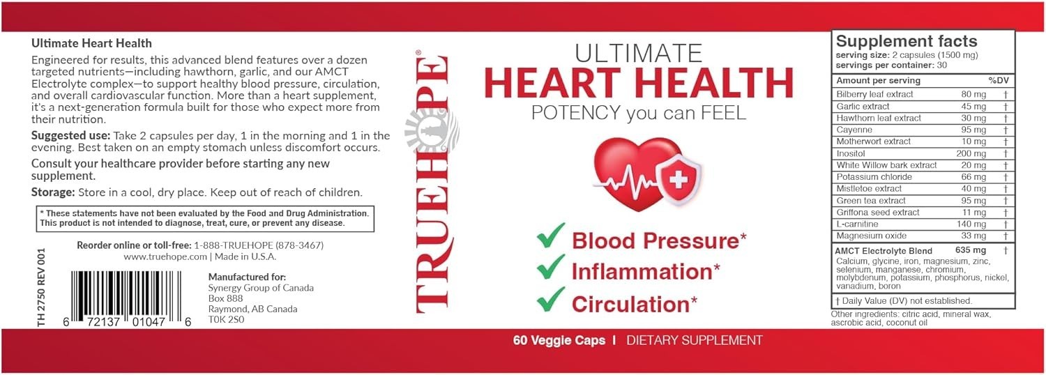 Blood Pressure, Circulation Supplement | Truehope Ultimate Heart Health