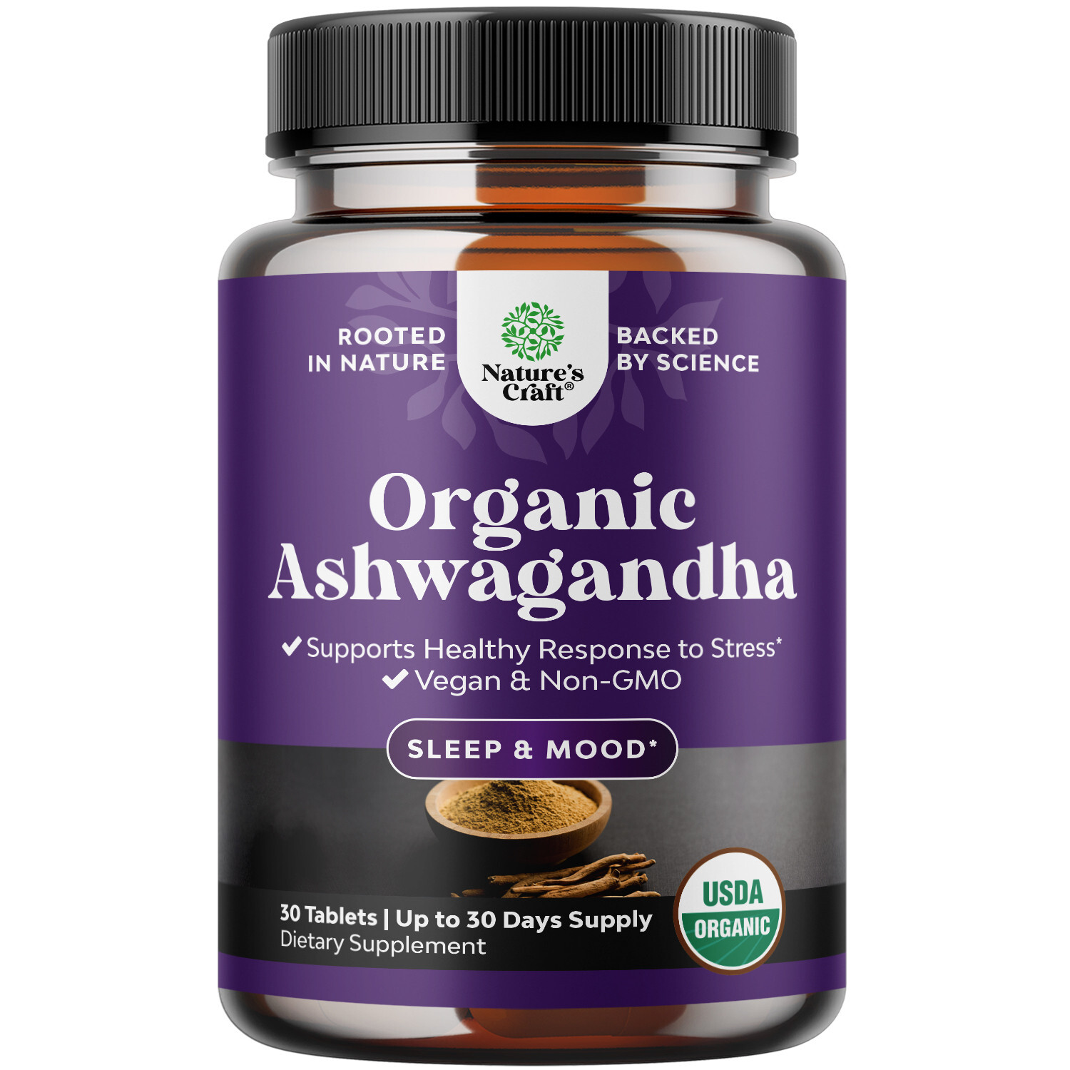 Natures Craft High Strength Organic Ashwagandha Supplements – Calm Mood Support