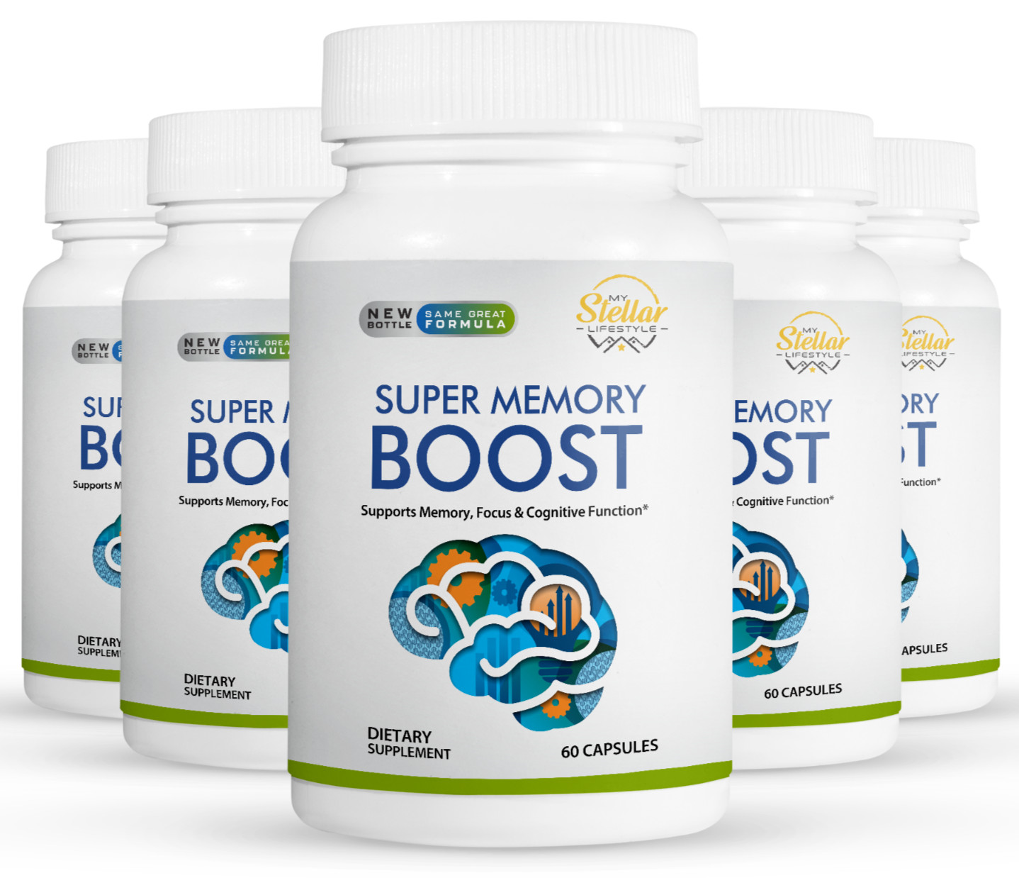 5 Pack Super Memory Boost, supports memory & cognitive function-60 Capsules x5