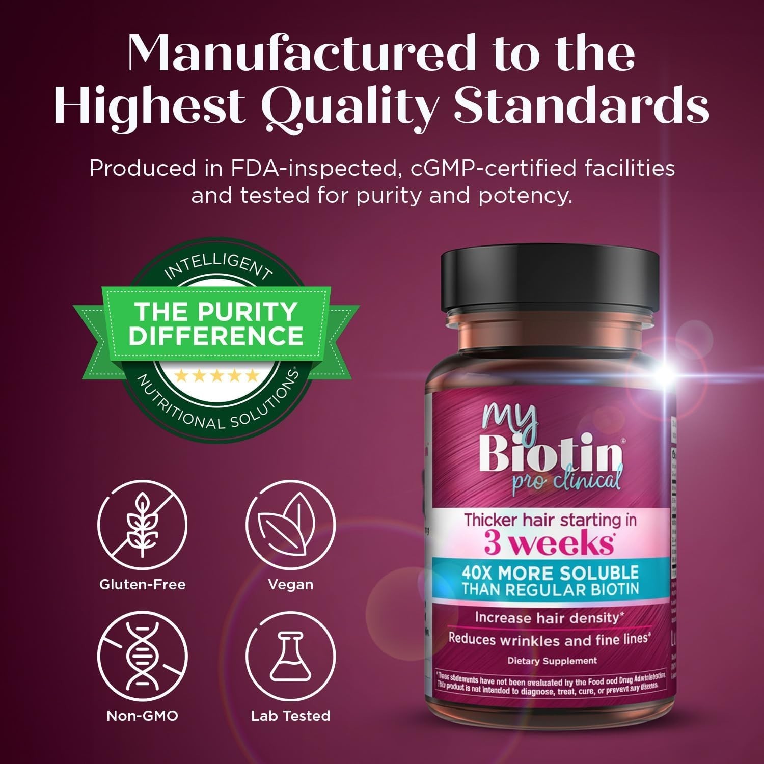 Purity Products MyBiotin ProClinical – Thicker Hair Starting in 3 Weeks & Fights