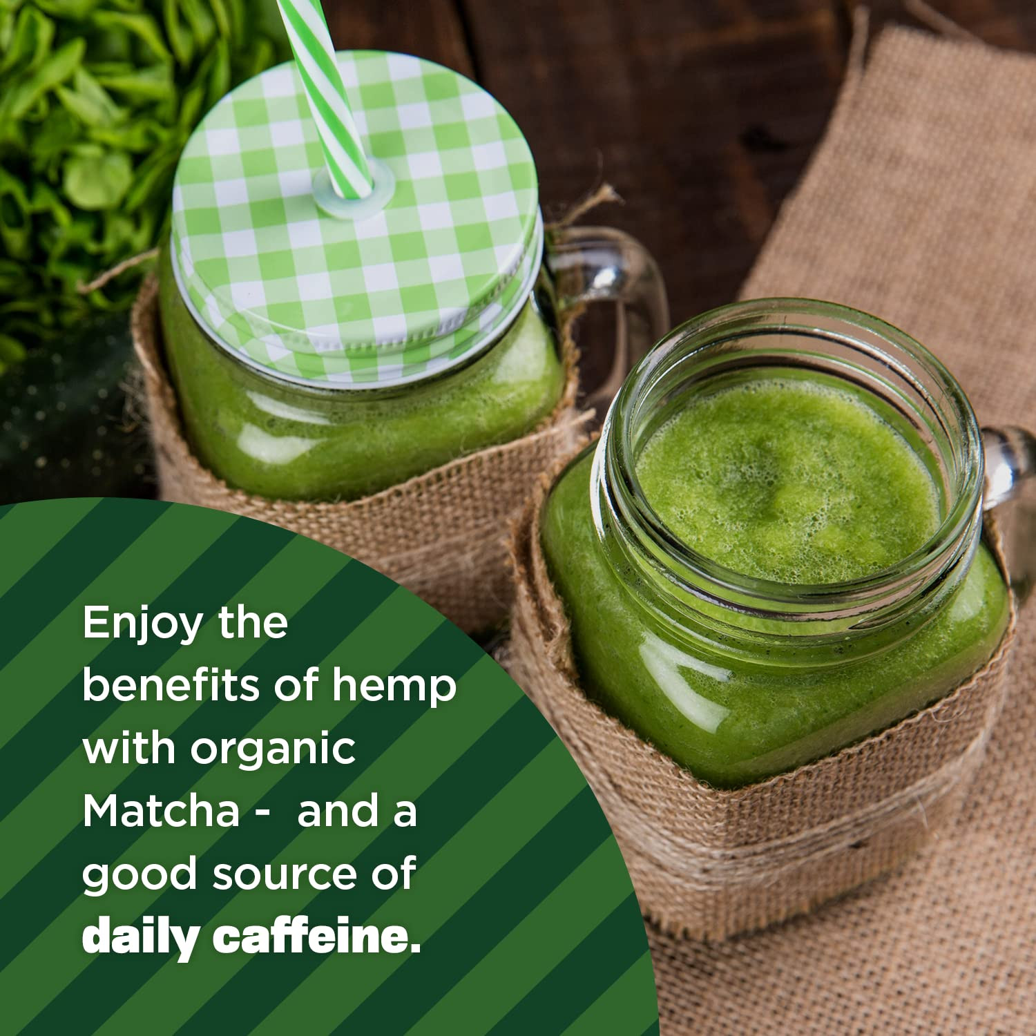 Organic Hemp & Matcha Powder, 5.5 Oz, Energy, 6G of Protein, 2G of Fiber per Ser