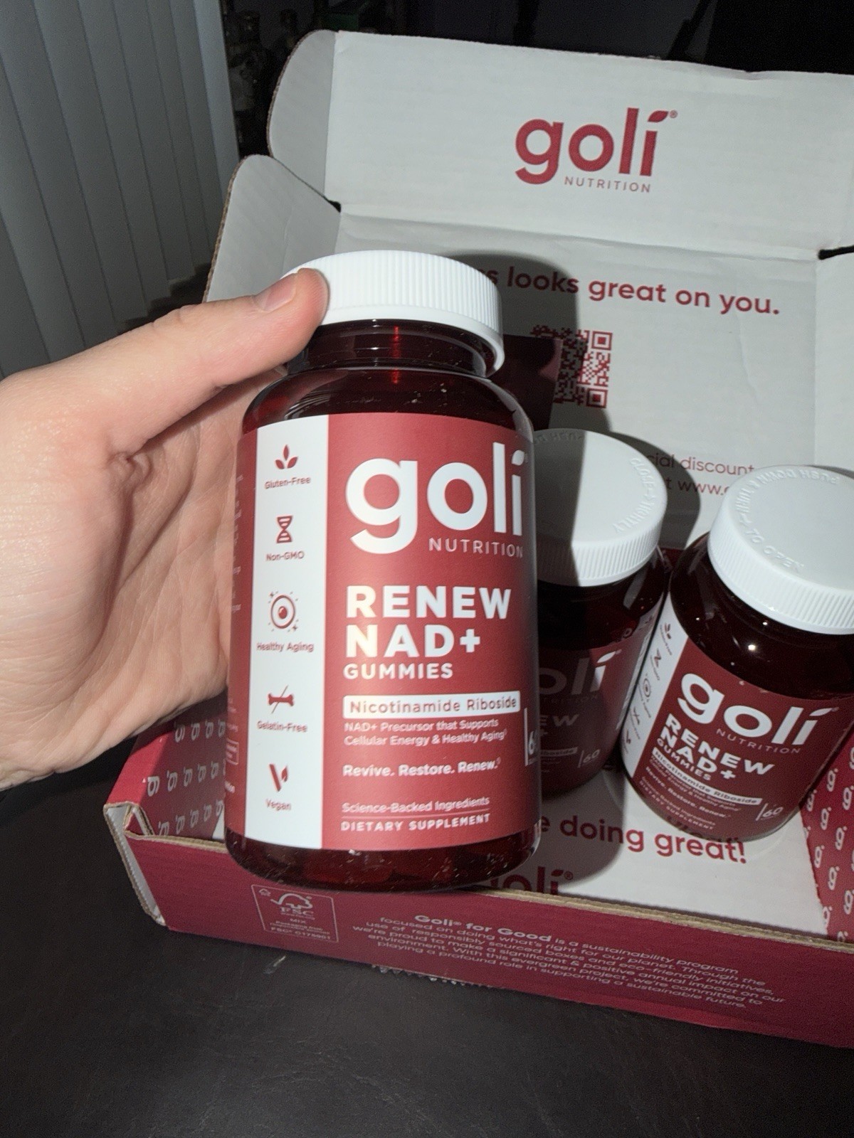 Goli Nutrition Renew NAD+ Gummies Nicotinamide Riboside Vegan 3 Bottles
