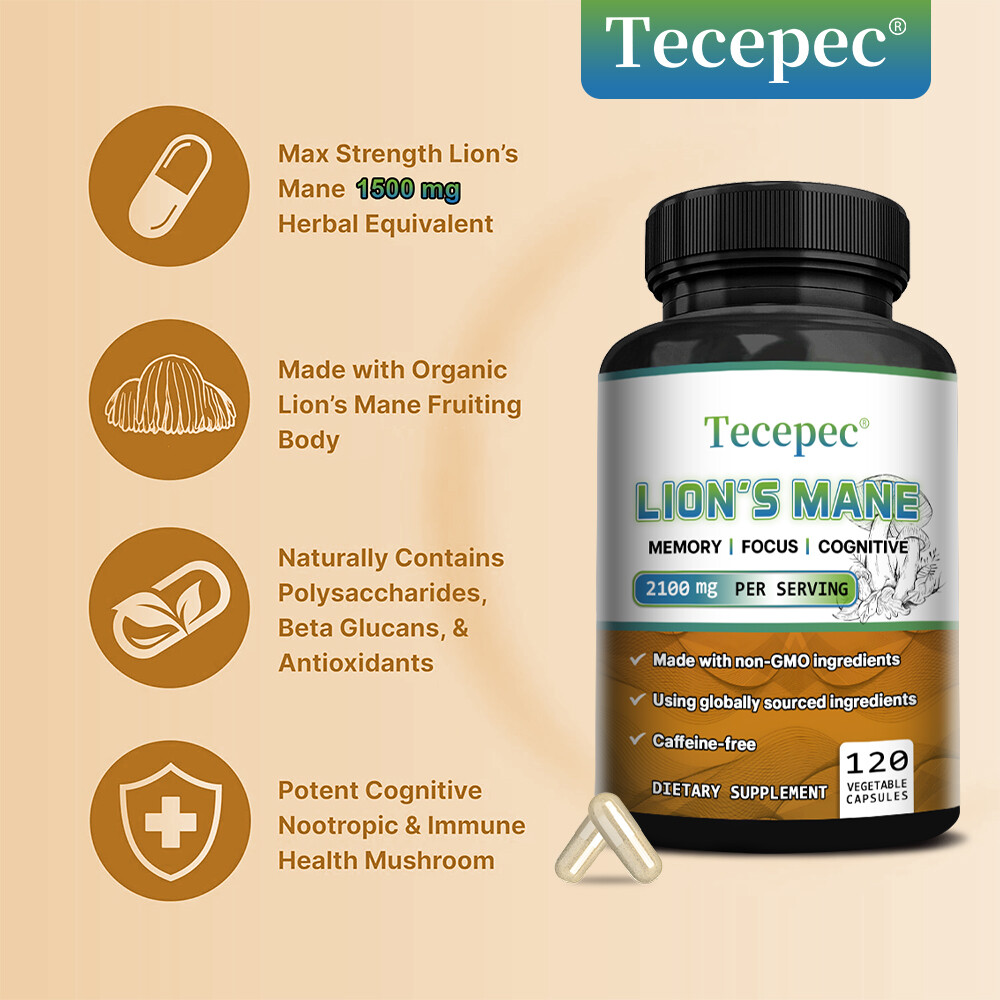 Organic Lions Mane 2100mg – Focus, Mental Clarity & Cognition Support