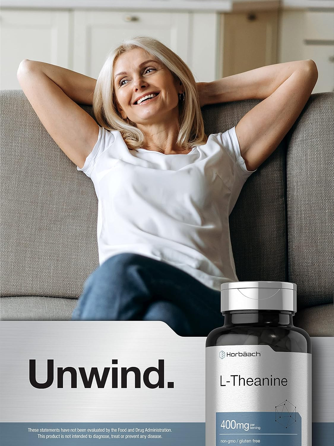 L-Theanine Supplement 400mg 120 Powder Capsules Reduce Stress Anxiety Help Sleep