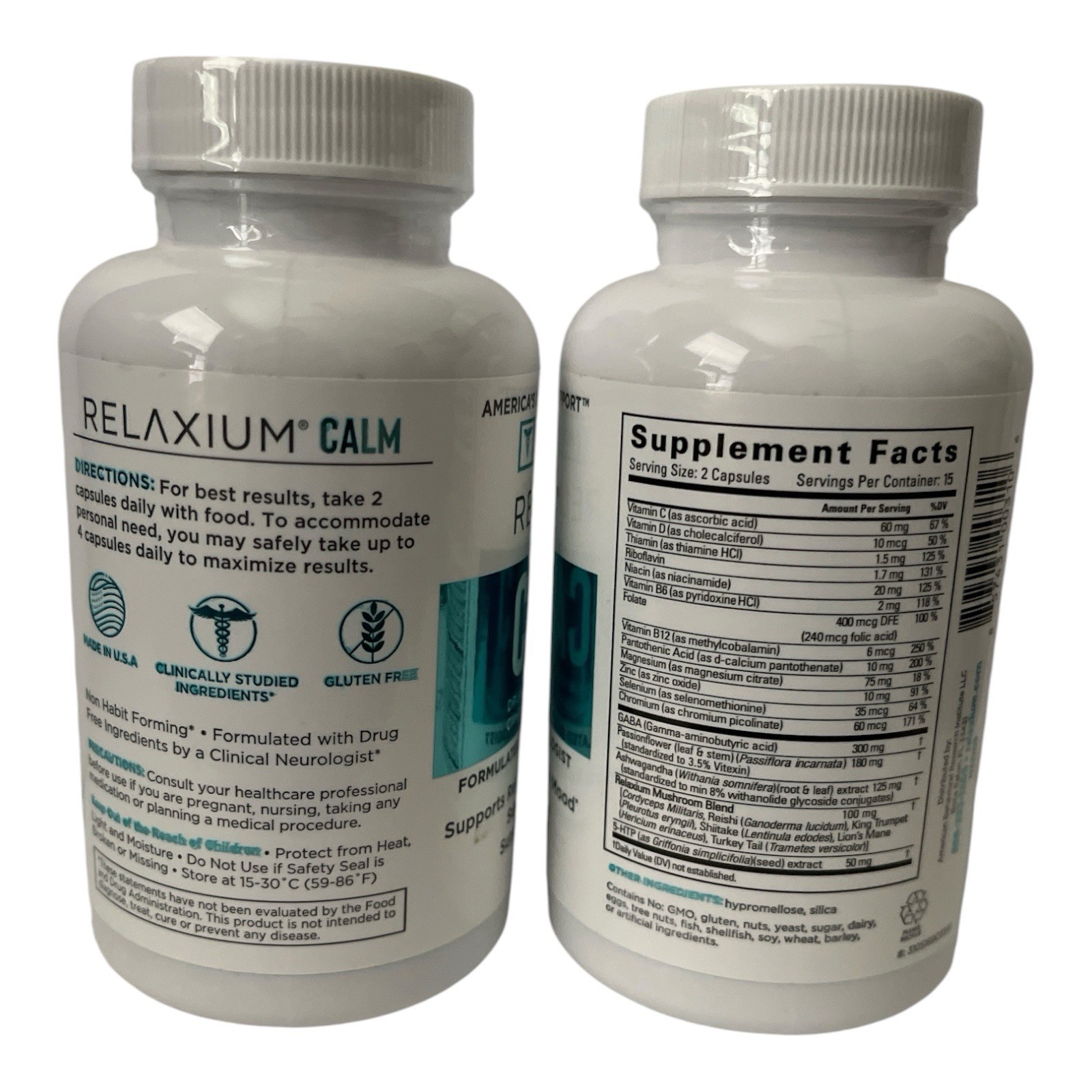 Relaxium Calm Mood Support Dietary Supplement Capsules 30 Ct 2-Pack Exp 10/2027