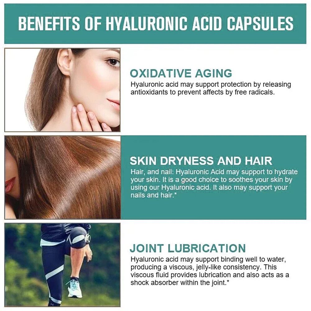 Hyaluronic Acid 100mg Capsules with 5mg of Sodium For Joint and Skin Health
