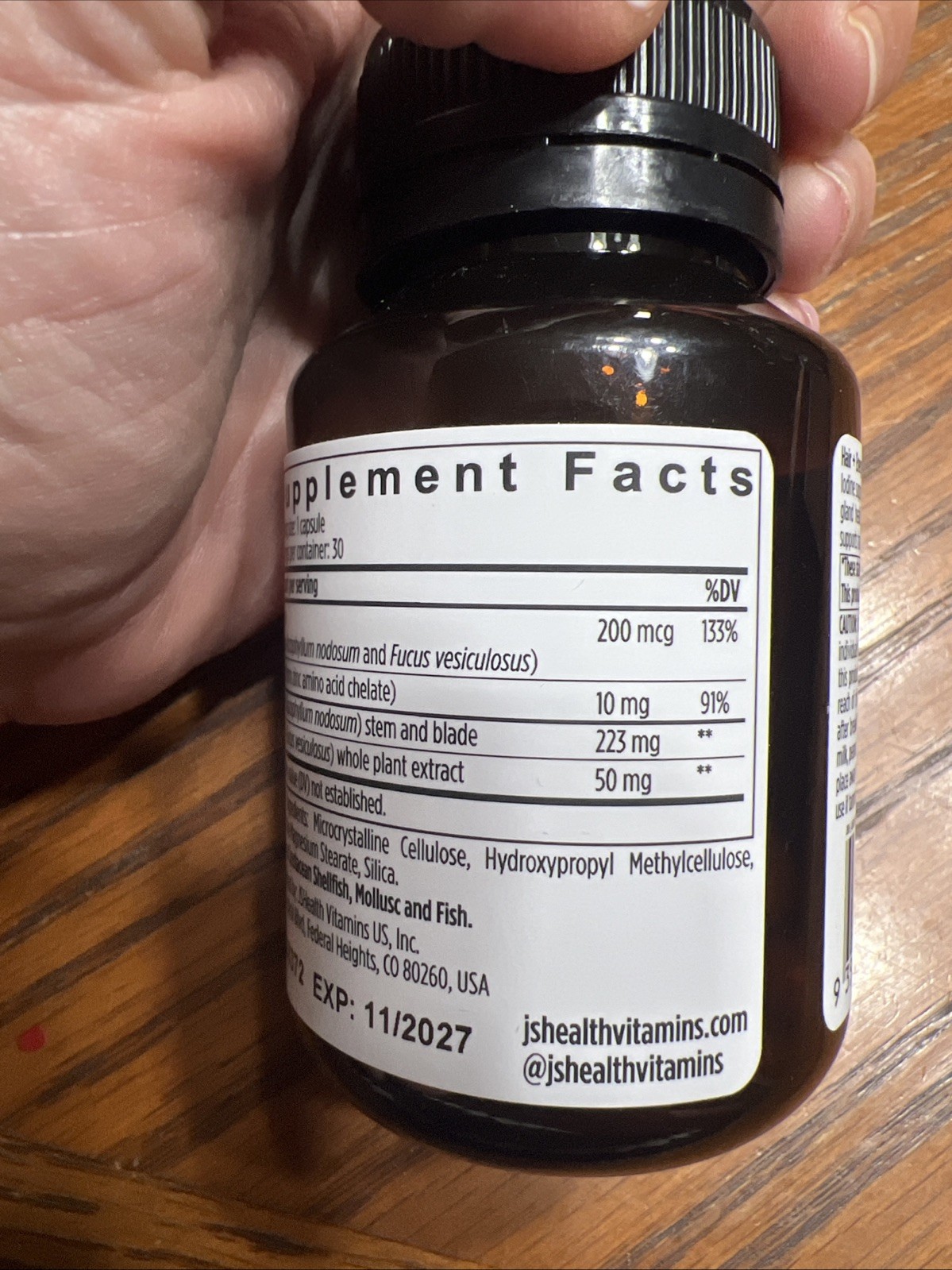 JSHealth Hair + Energy 30 Capsules Supplement, Black/Amber Bottle