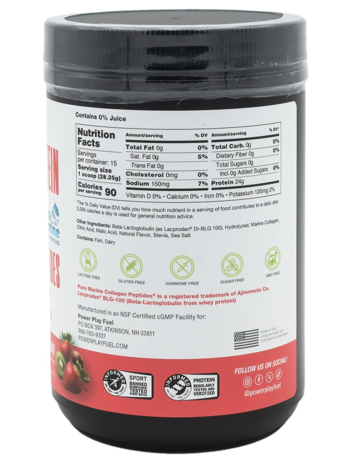 POWER PLAY FUEL Clear Protein & Collagen Peptides Powder – Strawberry Kiwi