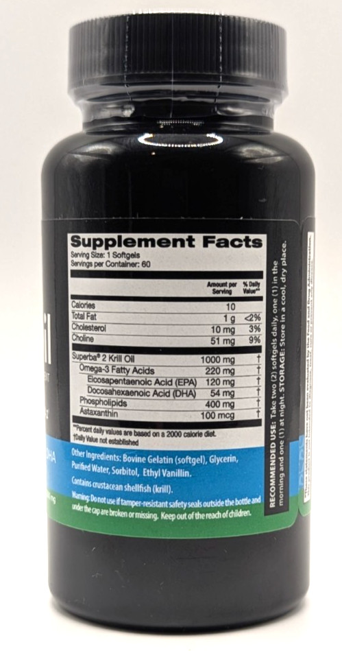 Daiwa Krill Oil, Omega-3s EPA and DHA, 1000mg Softgels, 60 Servings, Exp. 6/28