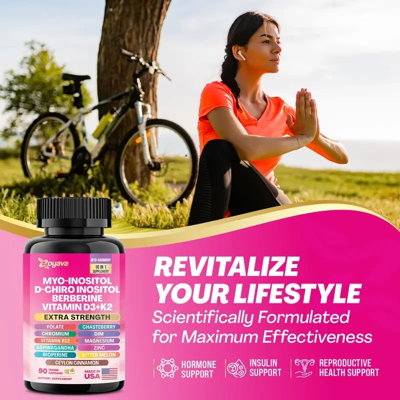 Zoyava Myo-Inositol D-Chiro Inositol Berberine D3+K2 90 Caps Exp 2027+