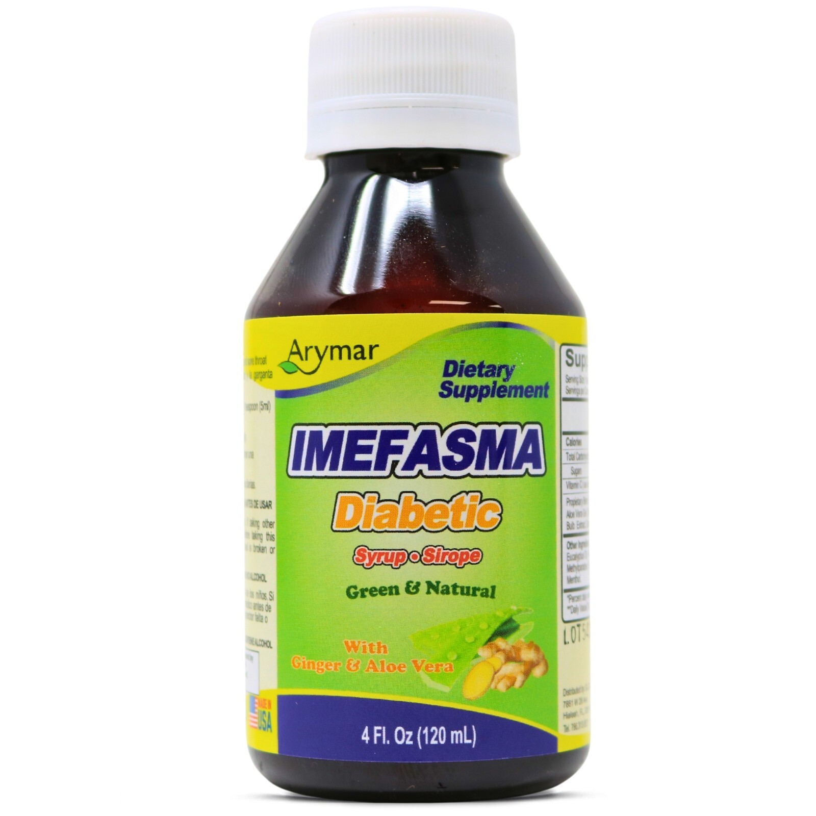 Arymar Imefasma Diabetic Ginger & Aloe Vera Syrup 4oz – Sugar-Free Relief