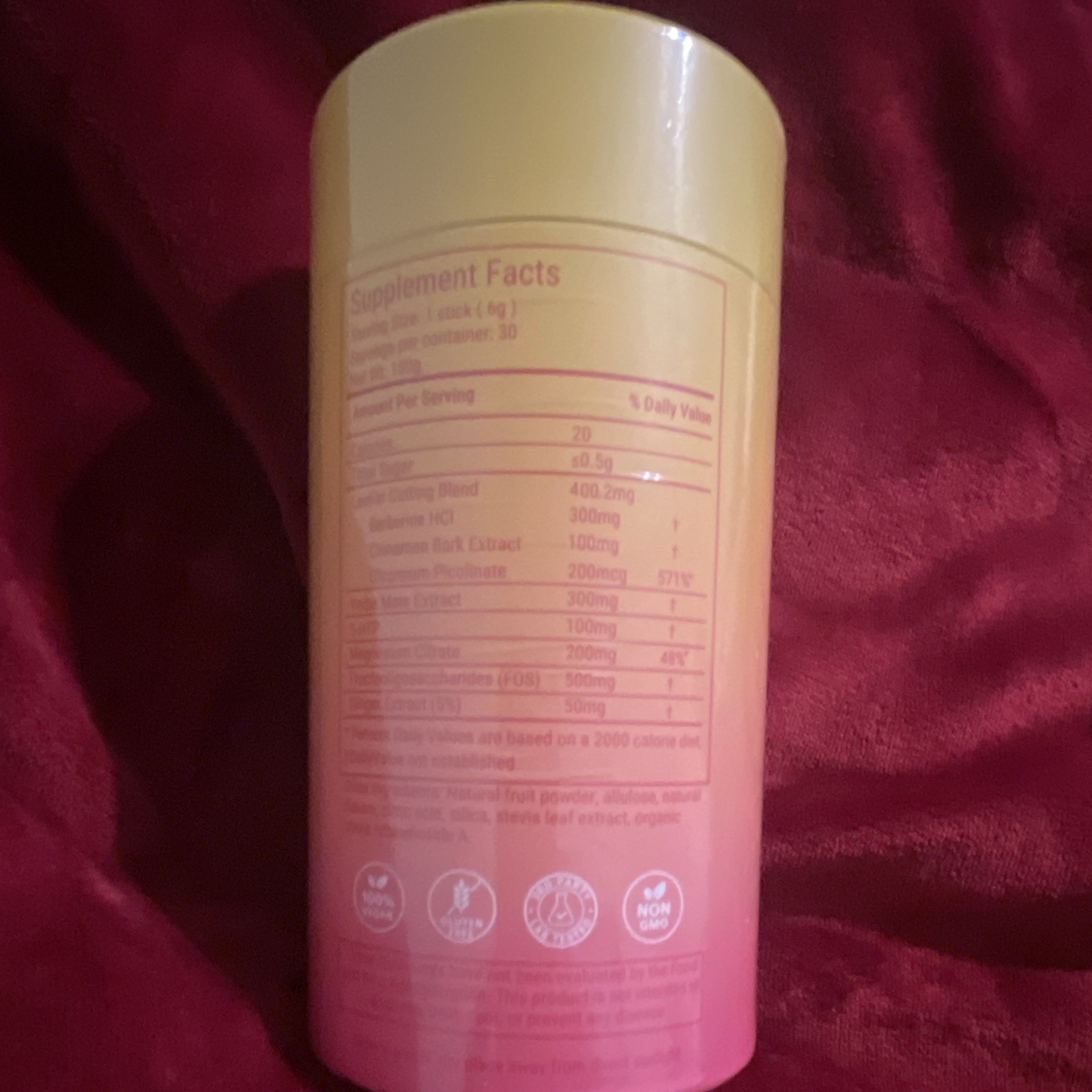 LeeFar Berberine + Yerba Mate Cutting Mix Powder Strawberry Acai 30 Sticks
