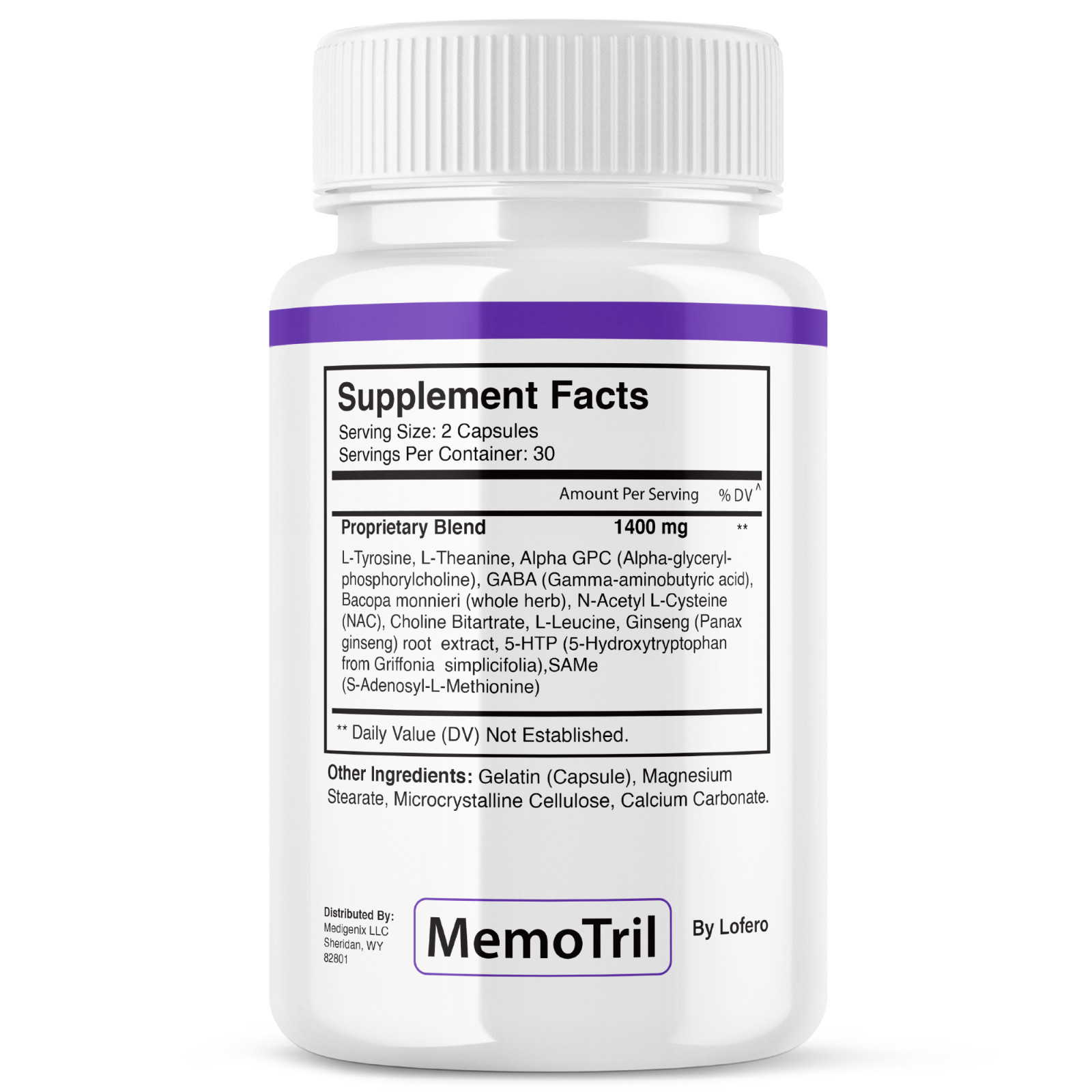 Memo Tril Nootropic Natural Formula Brain Supplement, MemoTril Pills (60Ct)