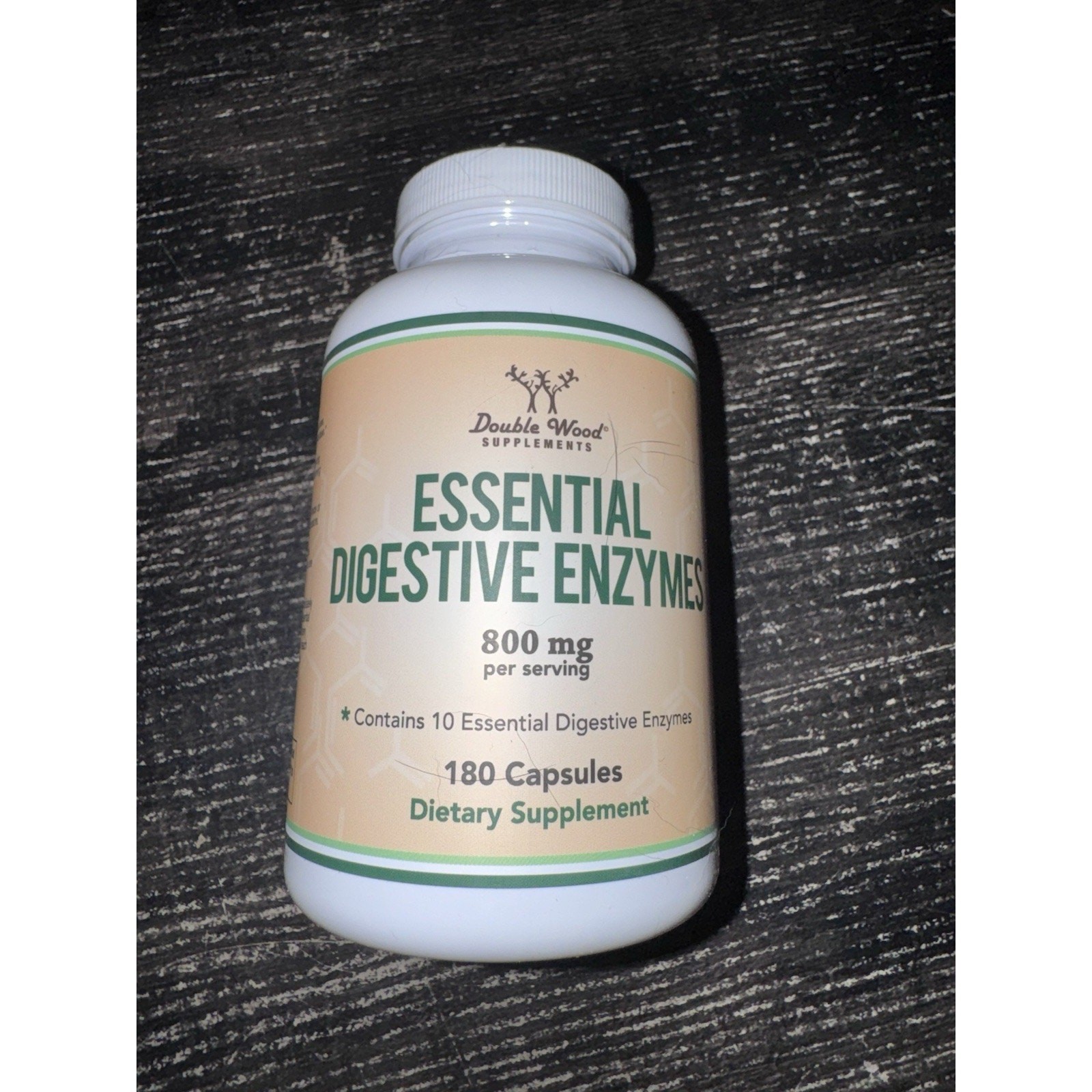 Double Wood Supplements Essential Digestive Enzymes, 800 mg, 180 Caps, Ex 01/28