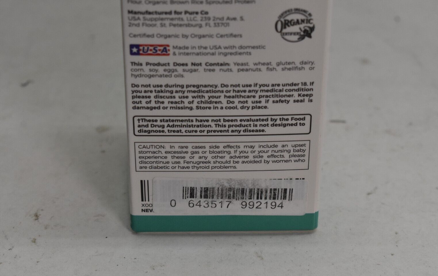 Puremom Pure Co Organic Lactation Support Herbal Blend 60 Capsules 07/2025