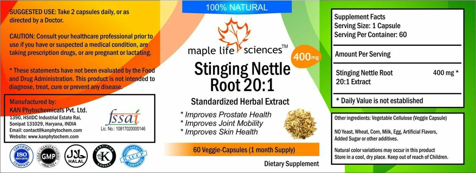 Stinging Nettle Root 20:1 Extract – 400mg – AU Stock