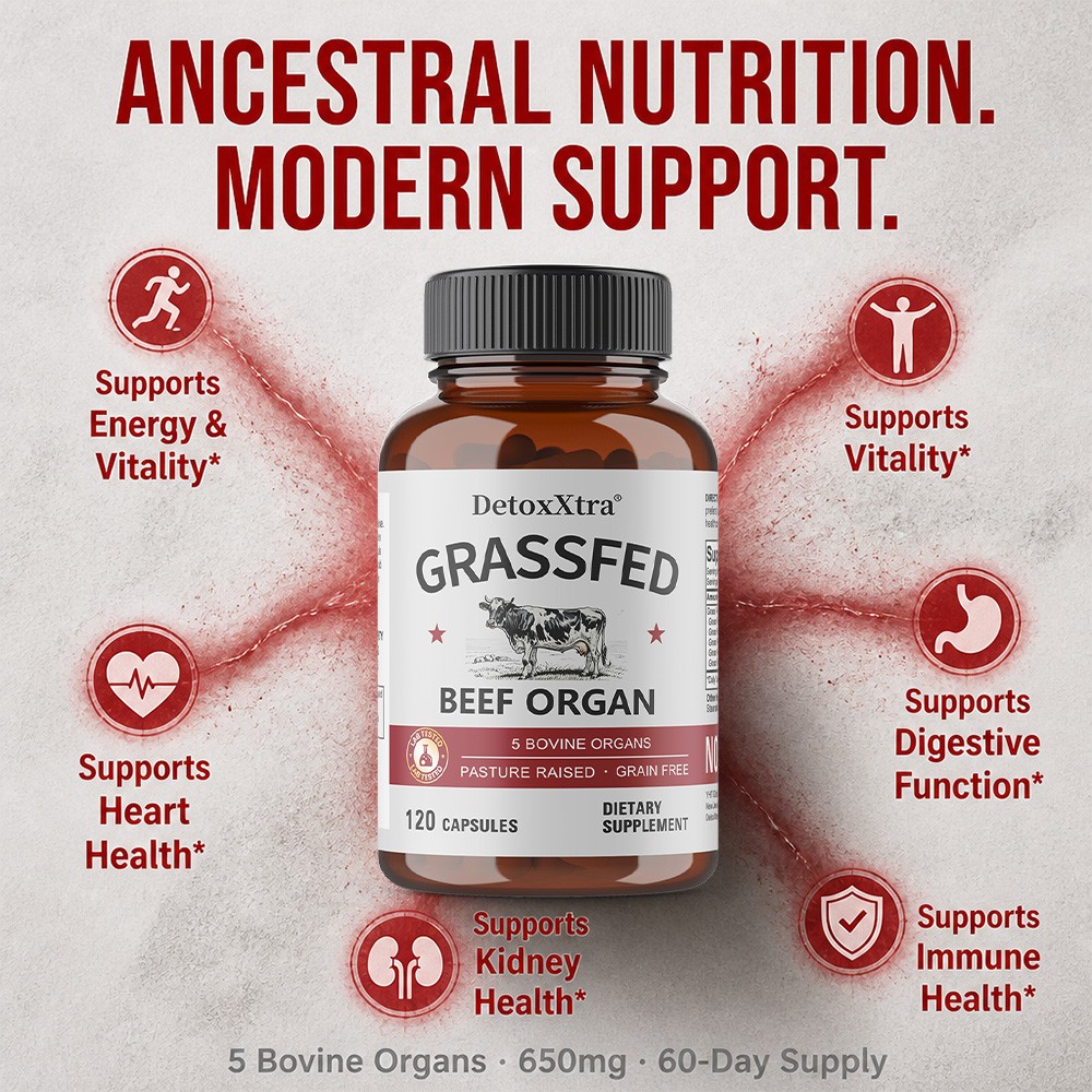 Beef Organ Complex, 5-in-1 Supports Energy,Vitality & Grain Free 30~120 Capsules