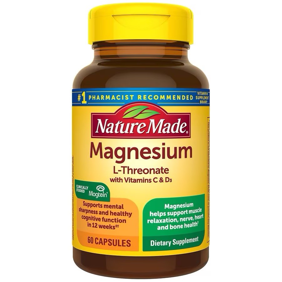 Nature Made Magnesium L-Threonate + Vitamins C & D3 60 Capsules {Exp:10/2027+}
