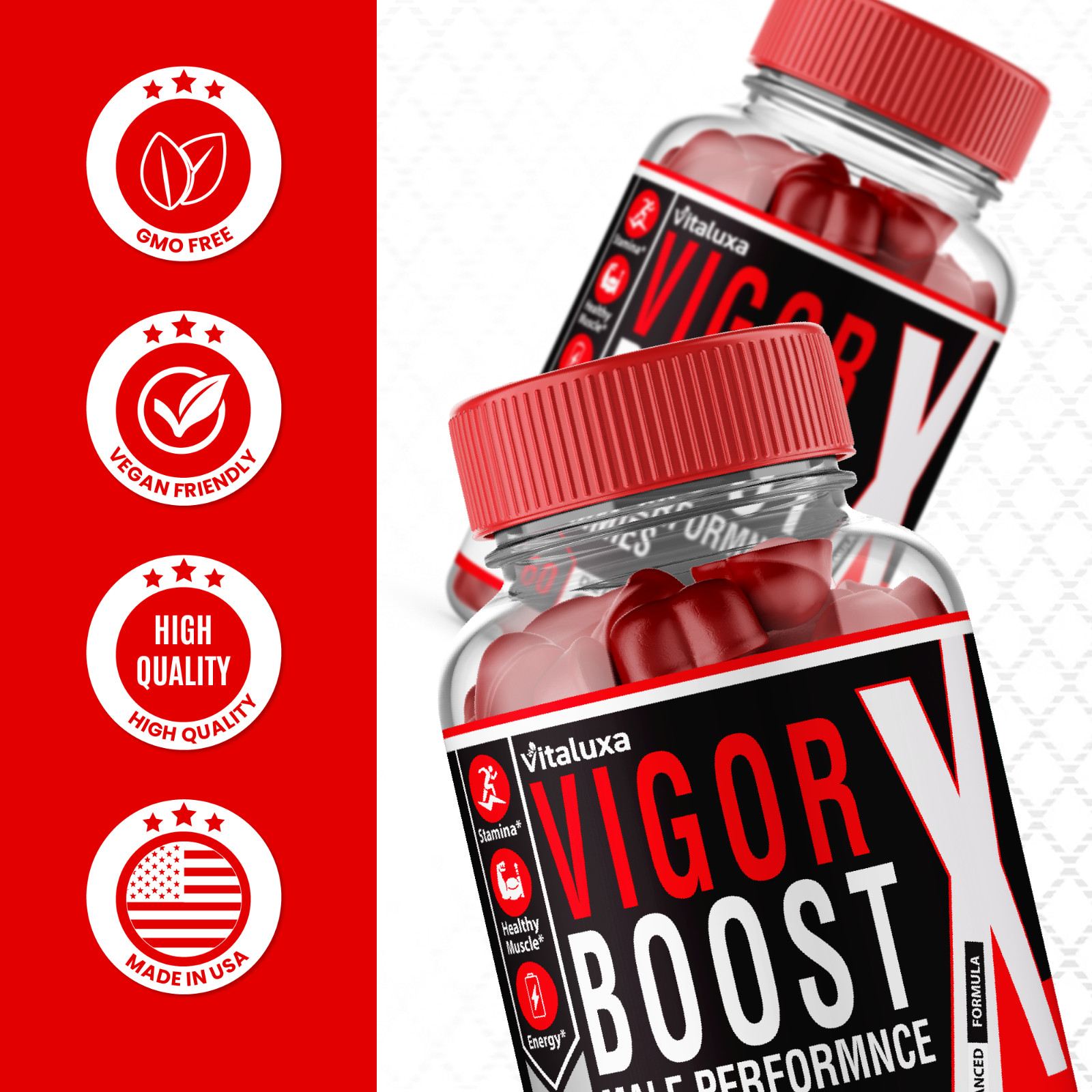 (2 Pack) Vigor Boost X Gummies for Men, Male Performance Gummy (120 Gummies)