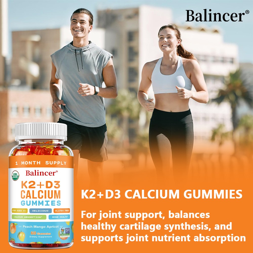 D3 + K2 Calcium Chewable Gummies | Bone & Joint Support, 30/60 Gummies