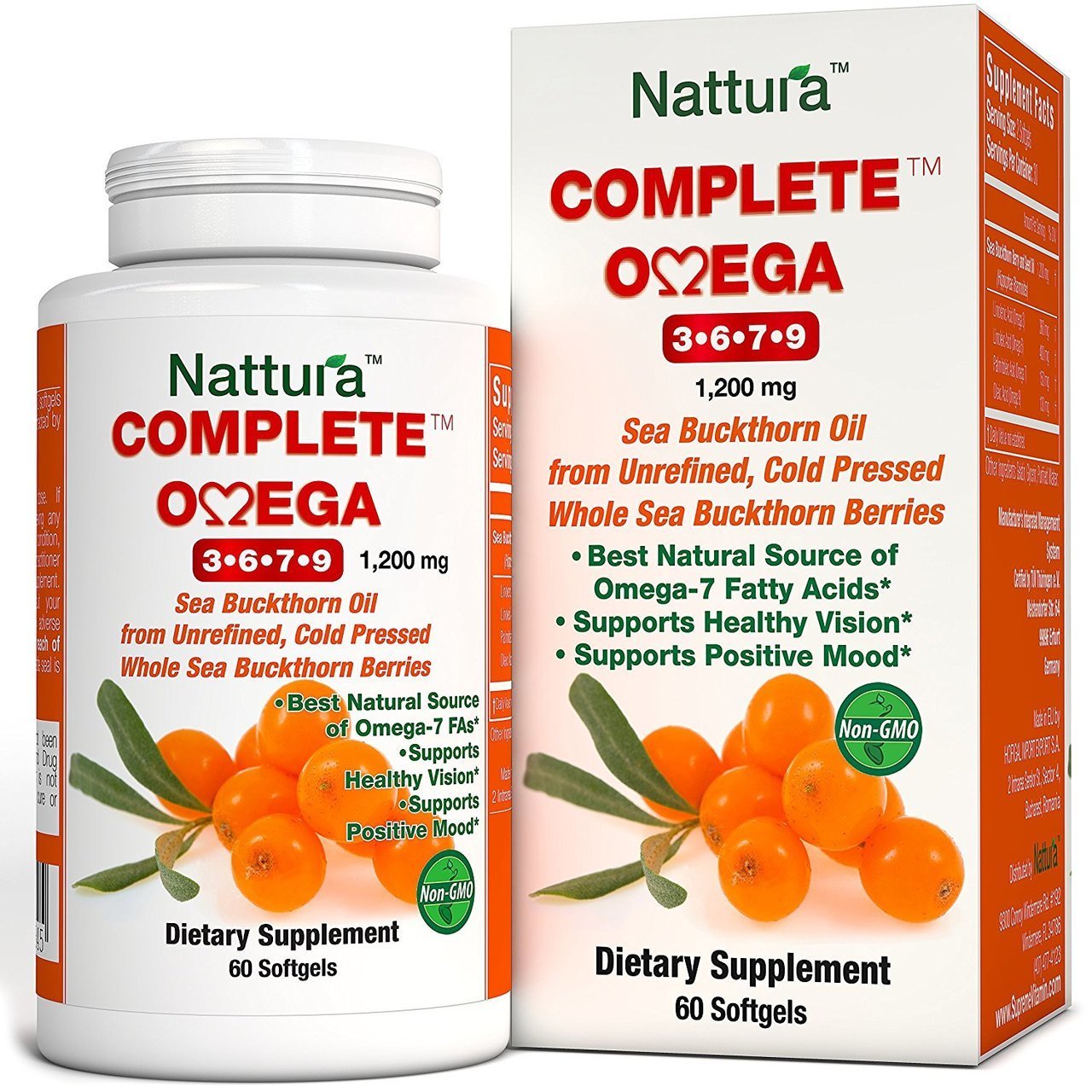 COMPLETE OMEGA 3-6-7-9 * Highest Quality, Pure Sea Buckthorn Oil From Unrefined,