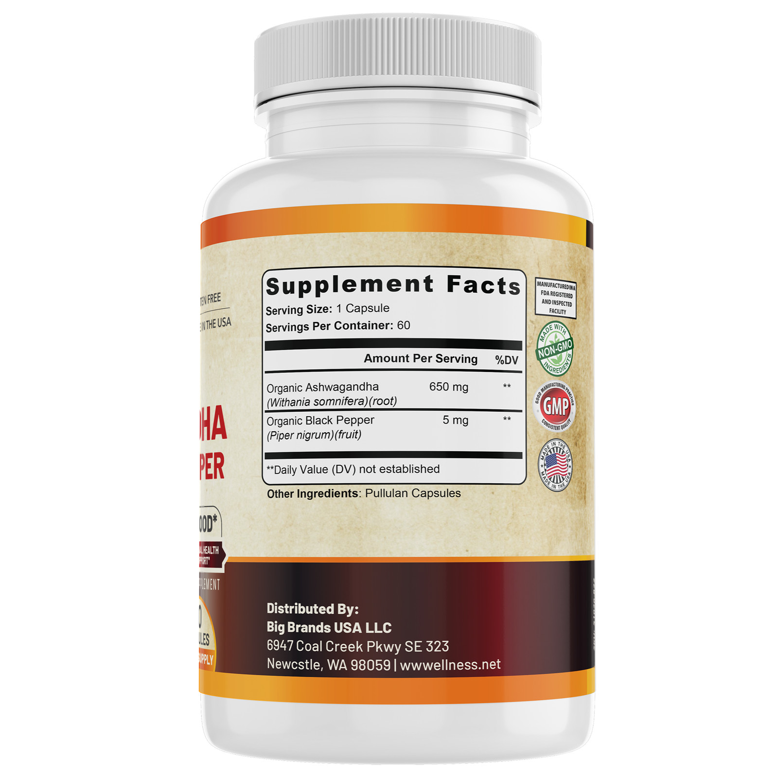 Organic Ashwagandha Supplement. USA Made.