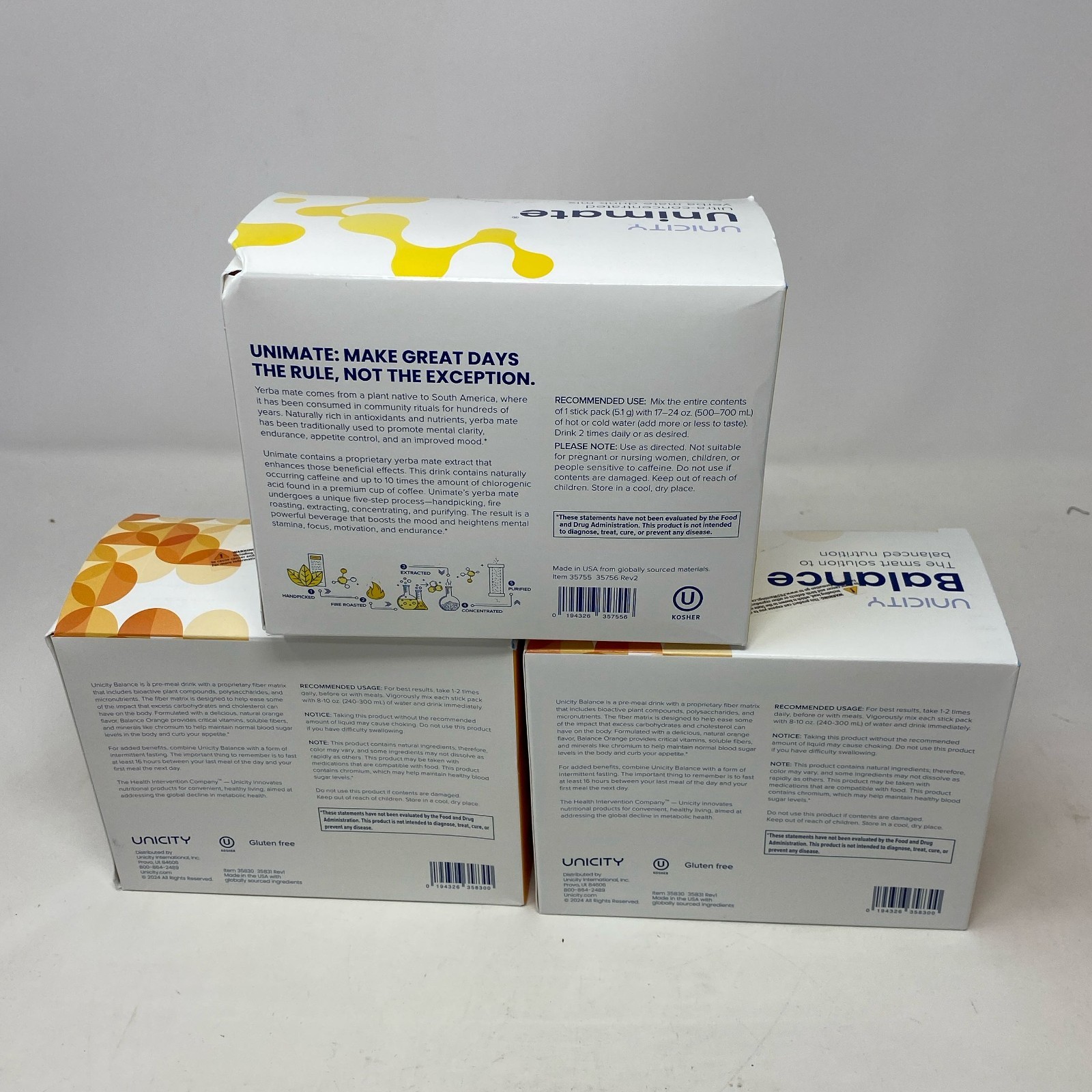 Unicity Feel Great Pack Orange Balance 60 + Lemon Unimate 30 (3-Box)