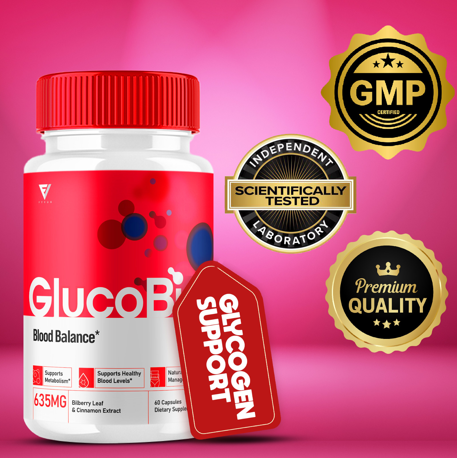 (5 Pack) Glucobio Advanced Health & Wellness Blood Support Pills (300 Capsules)