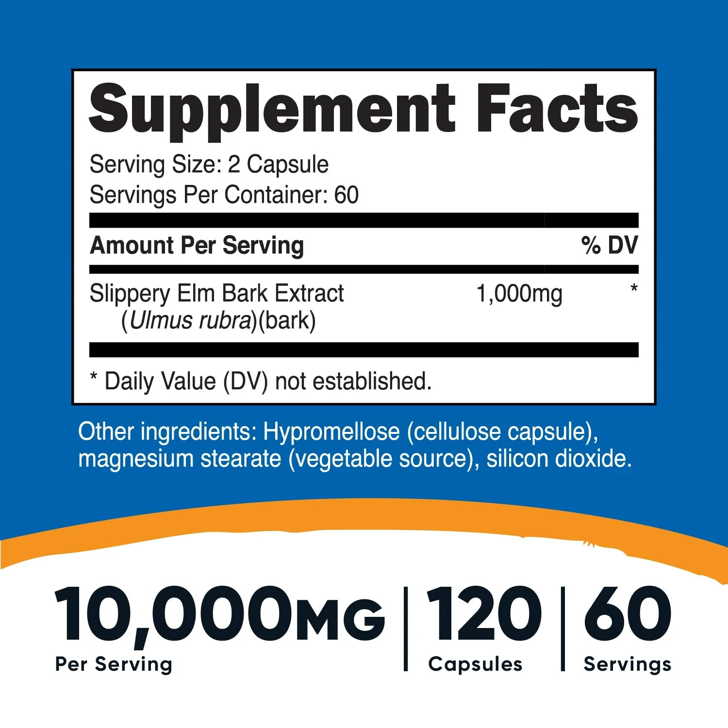 Nutricost Slippery Elm Bark 1,000mg, 120 Caps – EXP 06/2026