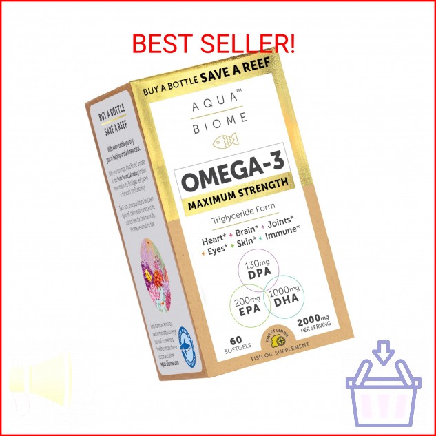 Enzymedica Aqua Biome Maximum Strength Omega 3 Fish Oil, 60 Softgels