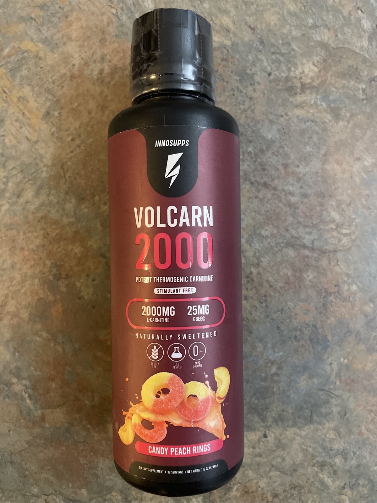 NEW Innosupps Volcarn 2000 Potent Thermogenic Carnitine Candy Peach Rings 16 Oz.
