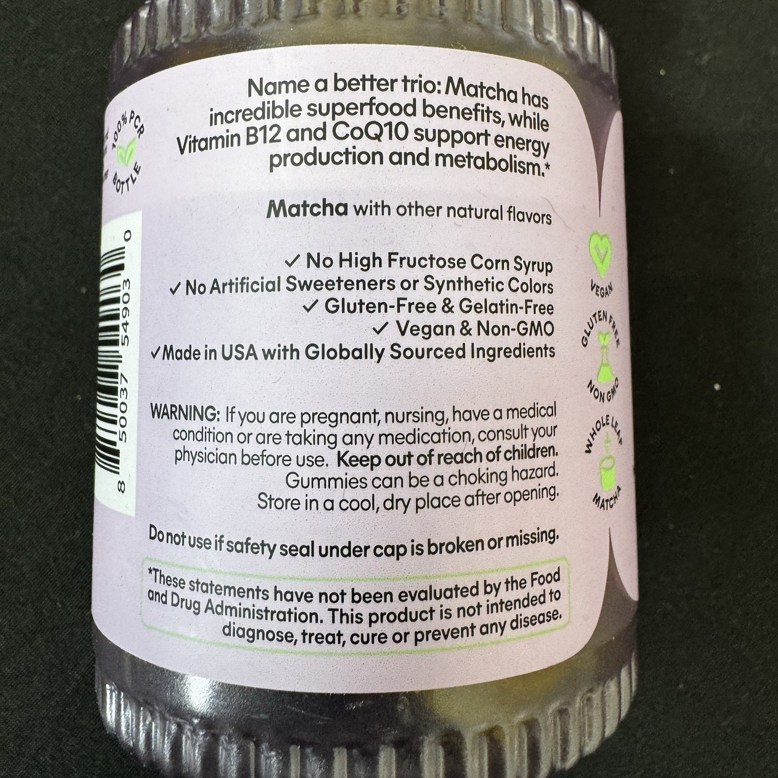 Lemme Matcha Energy B12 Gummies CoQ10 Support Metabolism 60 Ct Exp. 2027Sealed