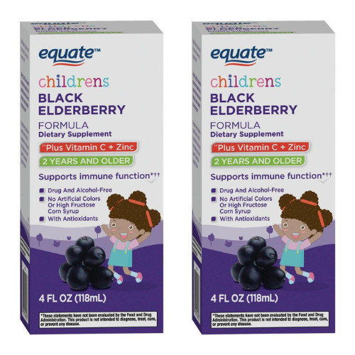 Equate Children’s Elderberry Syrup w/Vitamin C & 4 Fl Oz 2-Pack