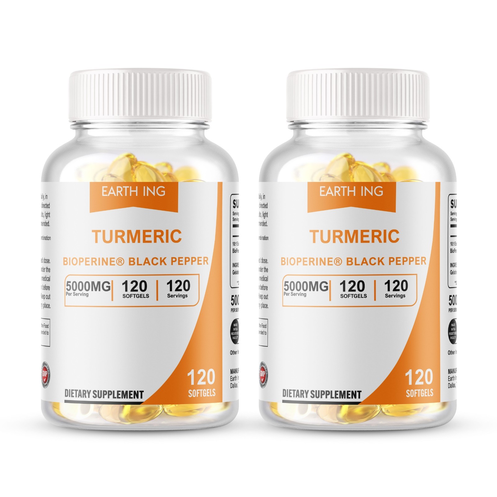 Turmeric Curcumin 5000mg Herbal Extract with BioPerine Servings 240 Softgels