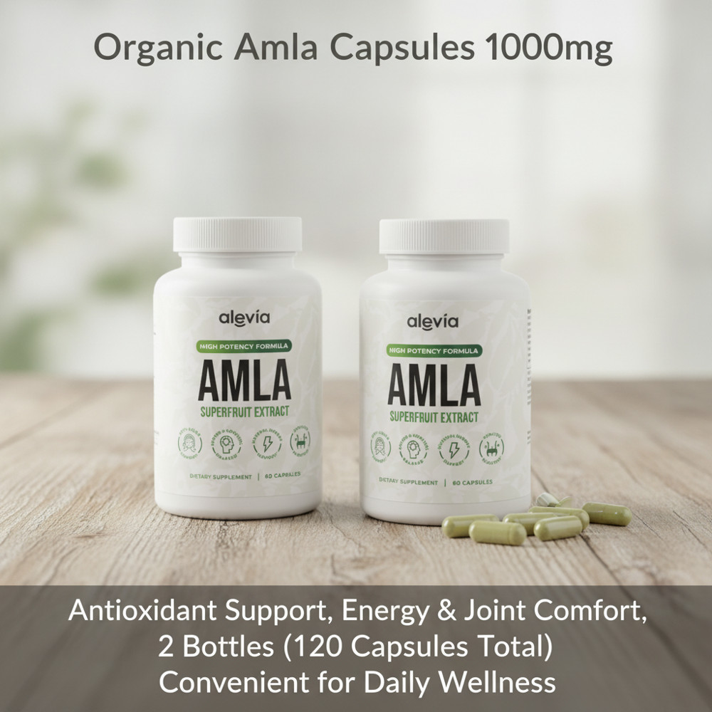 2 Pack Organic Amla Capsules 1000mg Antioxidant Supplement for Men Women