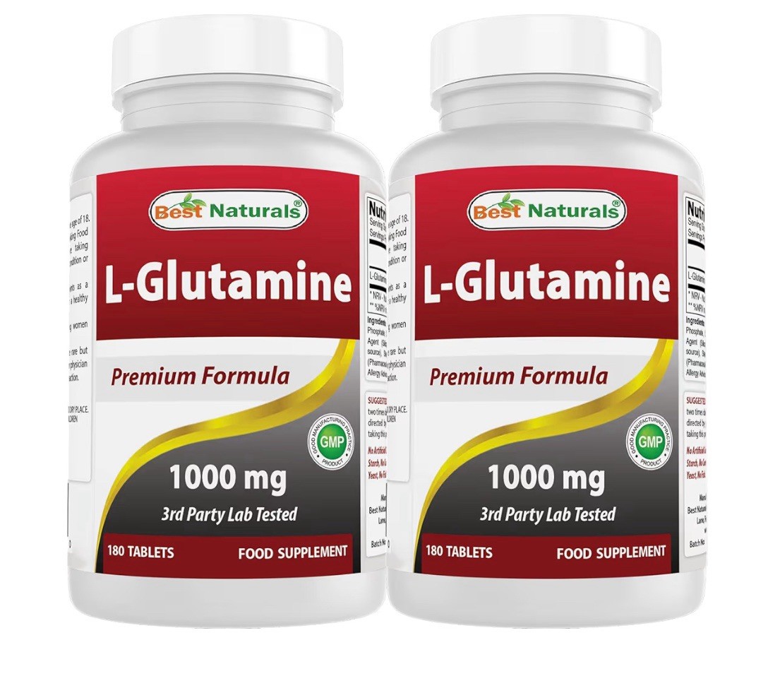 Best Naturals L-Glutamine 1000mg Tablets Non-GMO Lab Tested Amino Acid 180 Count
