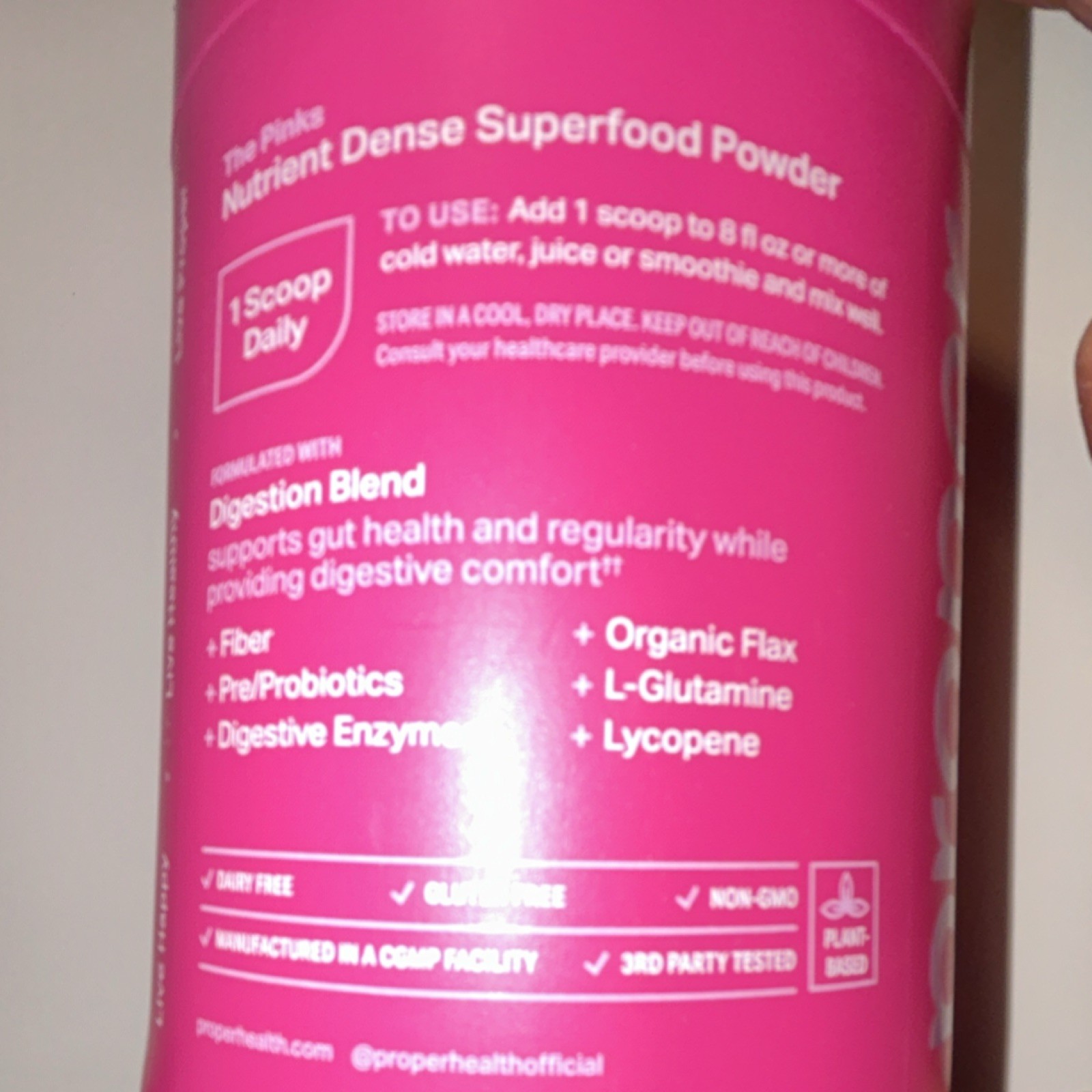 Proper Digestion Bloat Relief Superfood Powder Strawberry Pomegranate Enzymes