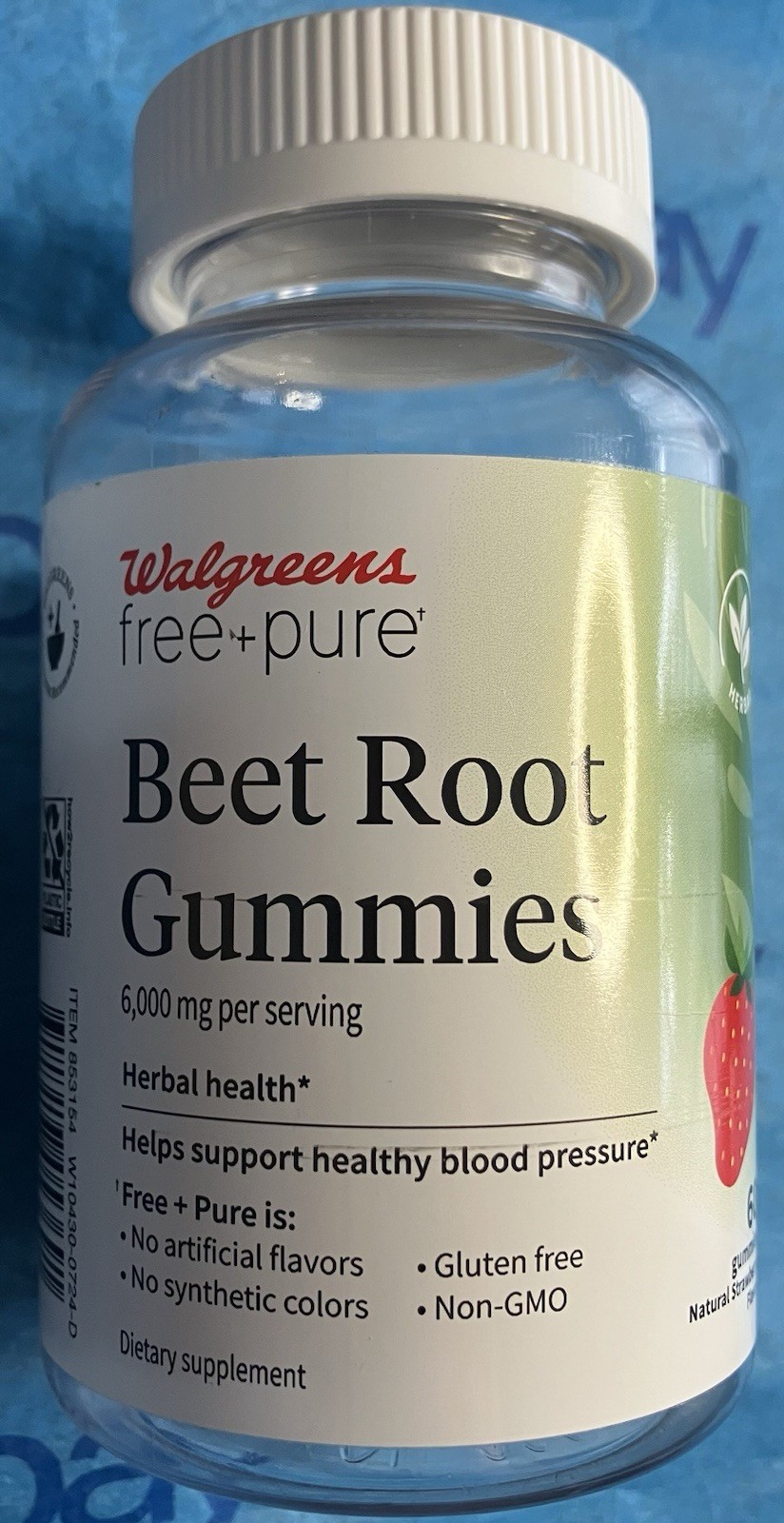 Walgreens Beet Root Gummy 6,000mg Strawberry Flavor 60 Gummies Exp. 02/27 New