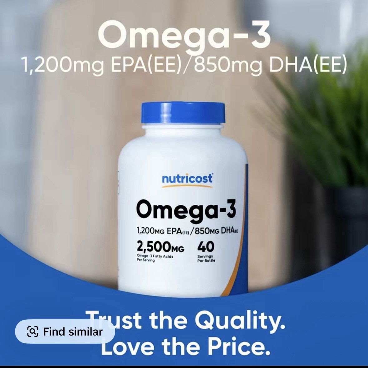Nutricost Omega-3 Fish Oil 2500mg 120 Softgels Non-GMO Gluten-Free Tested