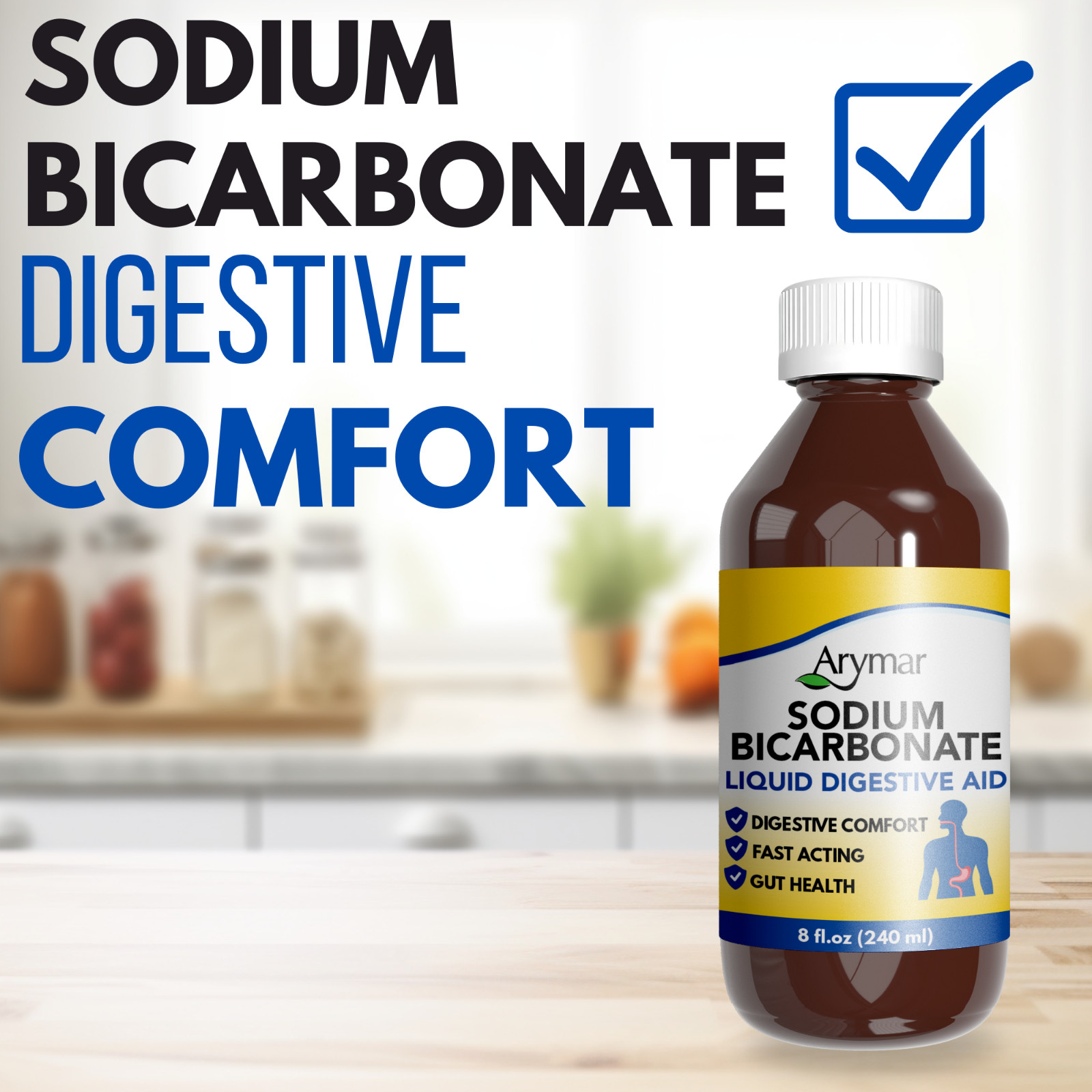 Arymar Liquid Sodium Bicarbonate – Daily Wellness Supplement, 8 fl oz