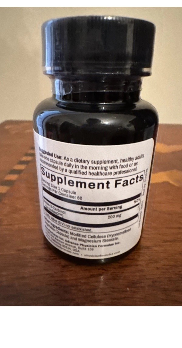 Advance Physician Formulas Indole3-Carbinol 200 mg – 60 capsules X 2 – Exp 07/26