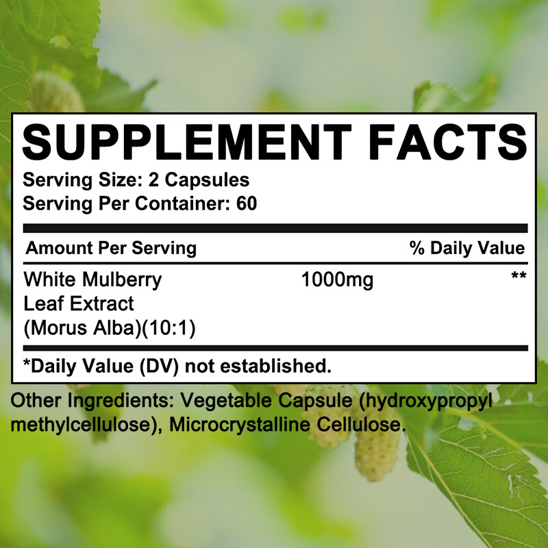 White Mulberry Leaf Extract 1000mg for Weight Loss Cardiovascular Health
